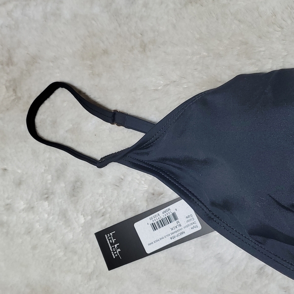 Nicole Miller Black Control Top Ruching Peak Openings Full Swimsuit One Piece M - Picture 5 of 7